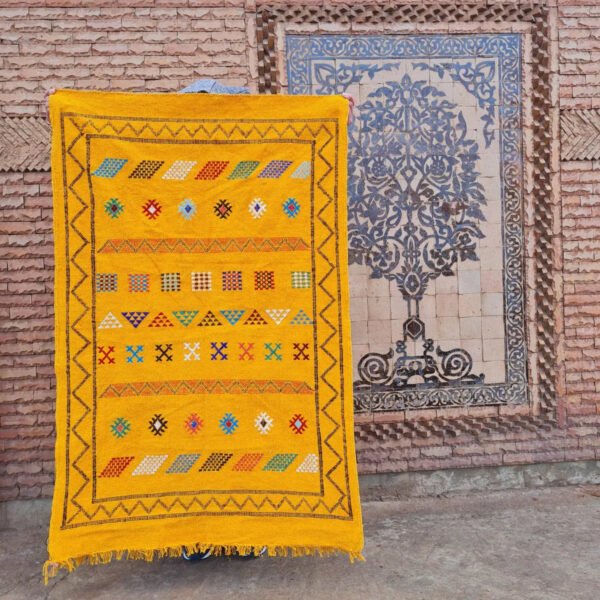 Yellow Berber Kilim Rug 3.1 x 4.7 FT