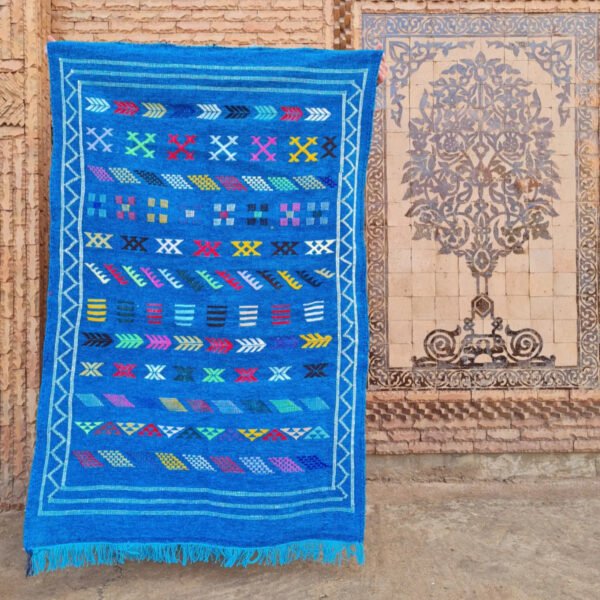 Blue Berber Kilim Rug 3.3 x 5 FT