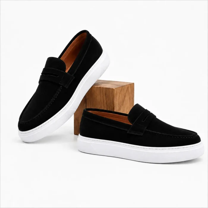 DONYDIOF Mocassin Casual en Daim (Noir)