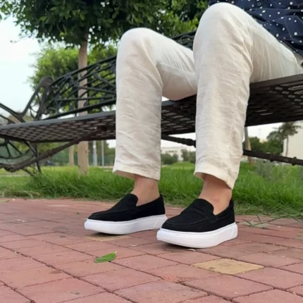 DONYDIOF Mocassin Casual en Daim (Noir)