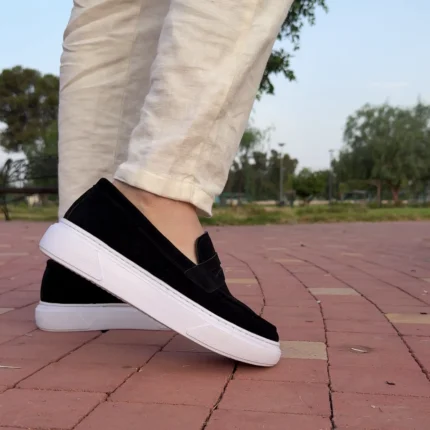 DONYDIOF Mocassin Casual en Daim (Noir)