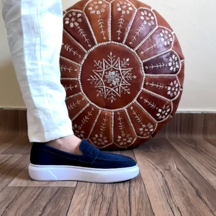 DONYDIOF Mocassin Casual en Daim (Bleu Marin)