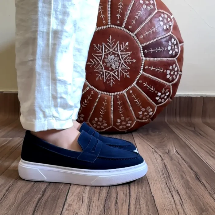 DONYDIOF Mocassin Casual en Daim (Bleu Marin)